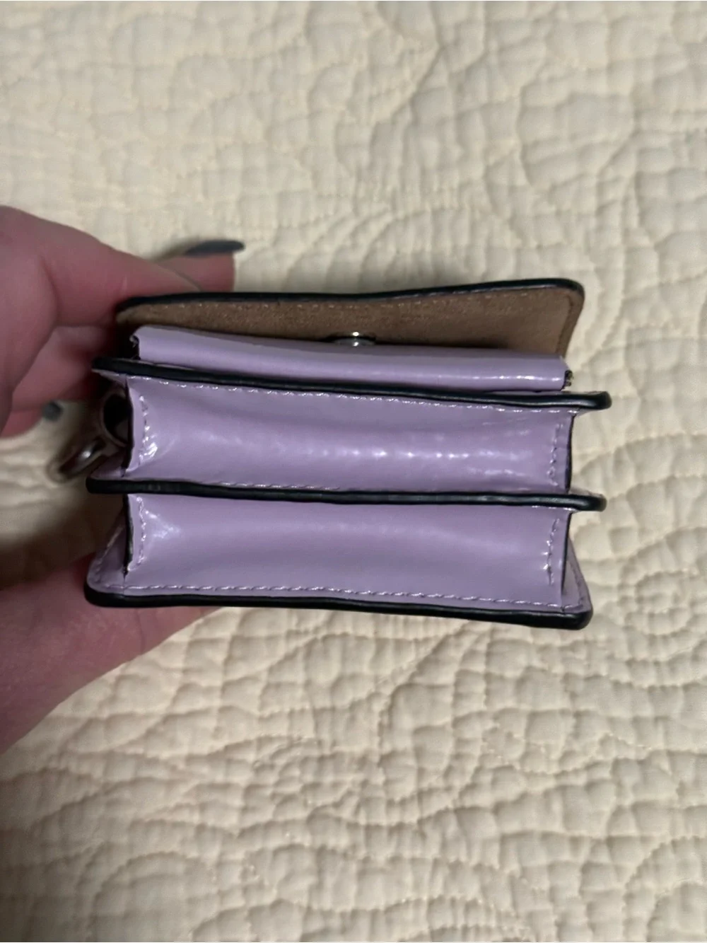 Coach Lilac Patent Leather Card Case Keychain with Heart Charm! NWT